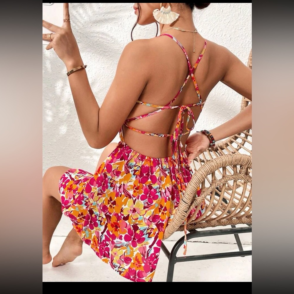 SHEIN (S or size 4) Floral Backless Romper